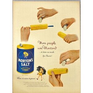 Morton's Salt "More people use Morto's to improve Flavor" Vintage Print Ad 1948